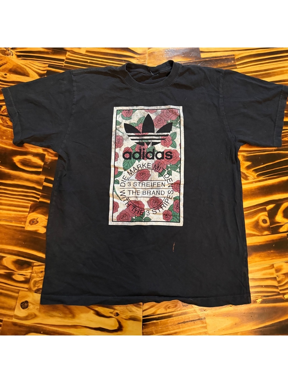 Adidas black floral graphic T-shirt